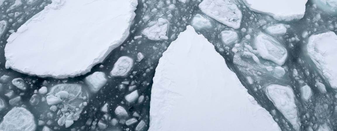 Arctic sea ice chunks floating in the water 